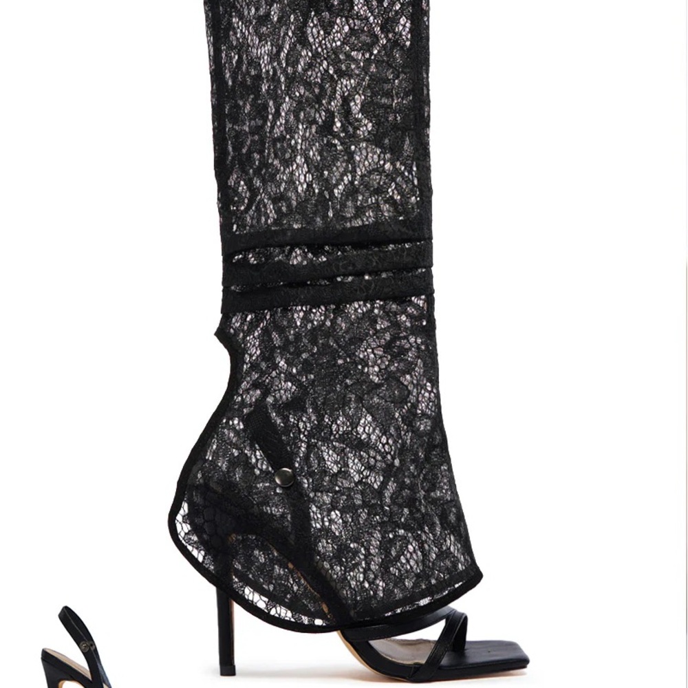 Elegant Black Lace Heeled Boots
